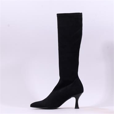 Miss Elastic Pointed High Heel Knee High - Black Stretch